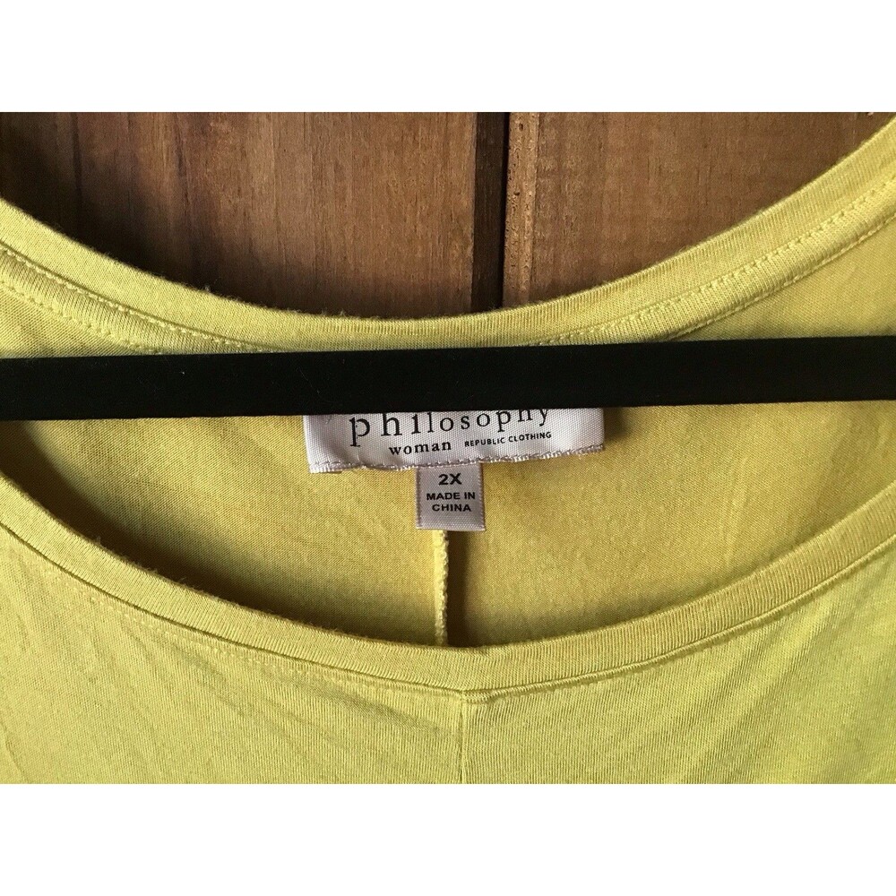 Philosophy Yellow Top Size 2X Casual 3/4 Sleeve Tunic - Picture 2 of 6
